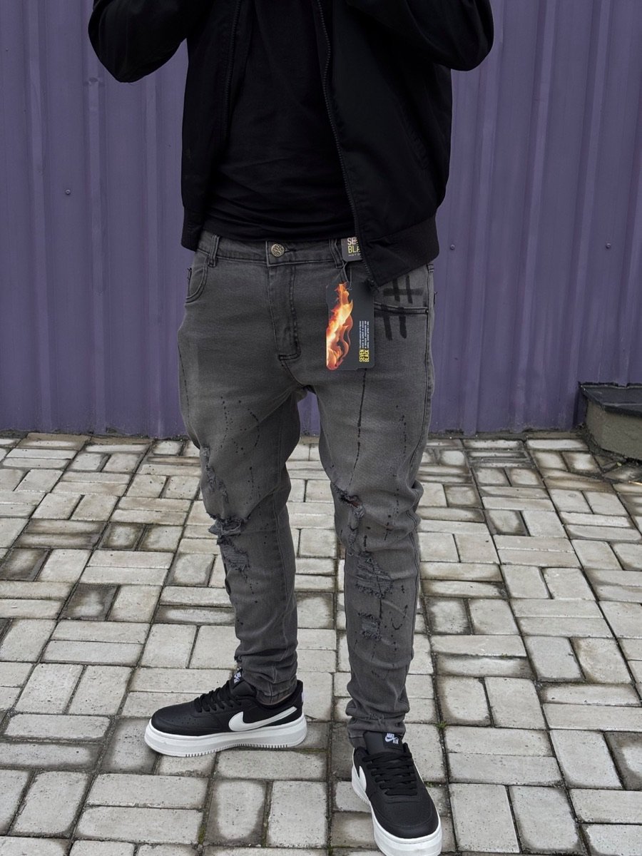 Calça Skinny Jogador Cinza Destroyed